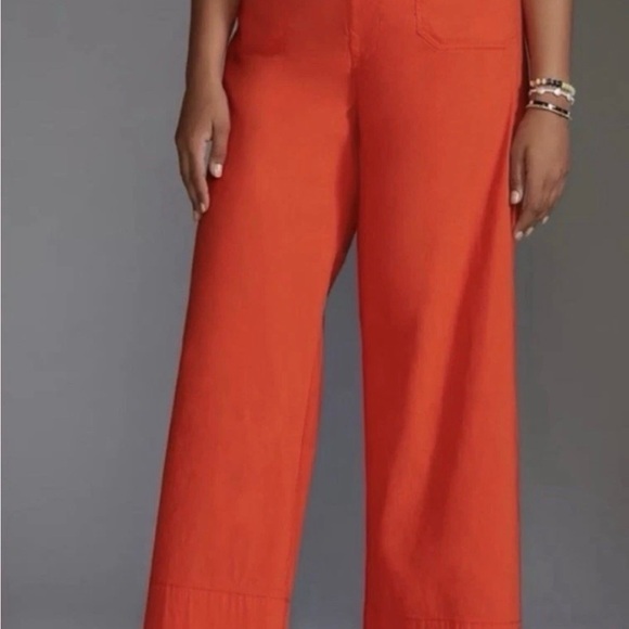 Maeve Pants - Anthropologie Maeve The Colette Wide Leg Crop Pants Orange/rust size 27